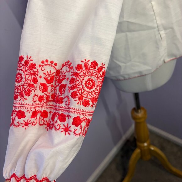 Vintage Swiss Embroidered Blouse, Size S - Picture 6 of 11